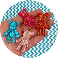 Holographic Glitter Bear Charms